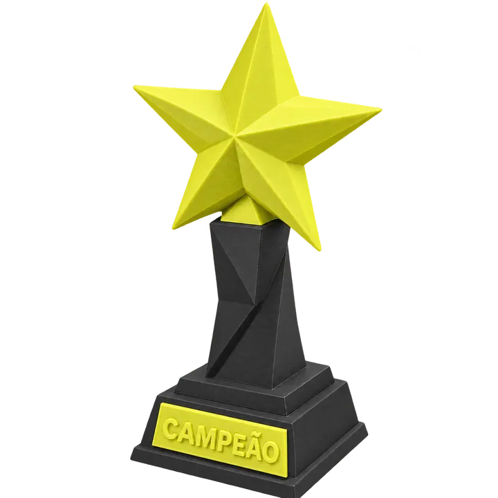 Troféu personalizado em impressão 3D (imagem ilustrativa)